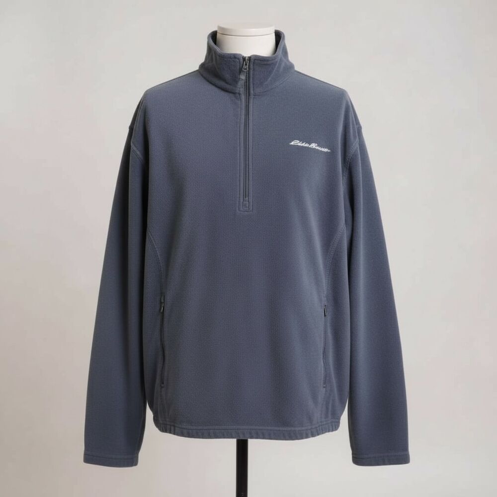 Eddie Bauer Men's Navy Quarter-Zip Fleece XXL — Cozy 27″ Pit-to-Pit / 27″ Length